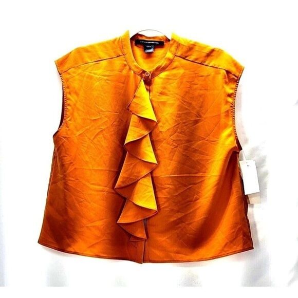 Classic Crepe Light Polly Blouse Top by French Connection - Golden Oak Size 8 - Picture 2 of 7